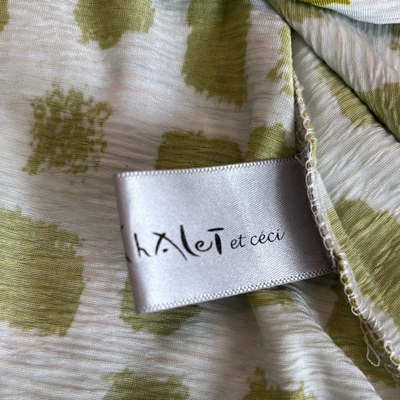 Chalet et ceci Green Patterned Sleeveless Tunic Top Oversized Sm Fits Med - Picture 6 of 9